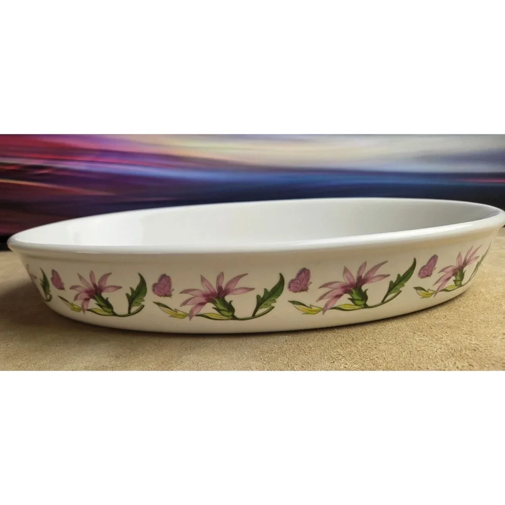 Portmeirion Botanic Garden Oval Casserole Dish Blue Passion Flower, GORGEOUS!